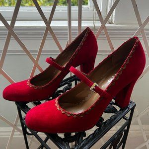 Franco Sarto Red Suede Mary Jane Shoes
